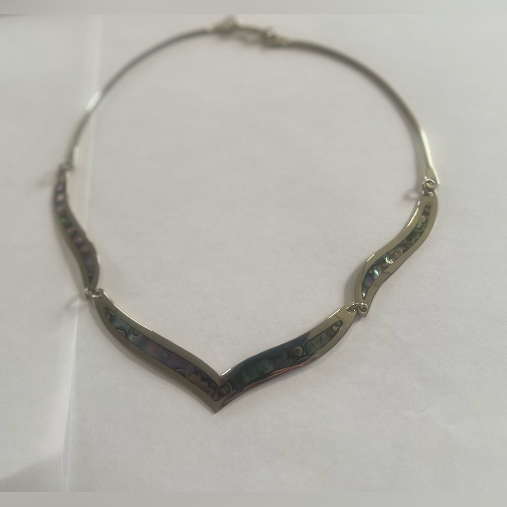 Vintage Abalone Taxco Mexican Alpaca Necklace (N172)
